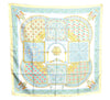 Authentic HERMES Carre 90 Scarf "Ciels Byzantins" Silk Yellow Blue Box J8800