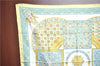 Authentic HERMES Carre 90 Scarf "Ciels Byzantins" Silk Yellow Blue Box J8800