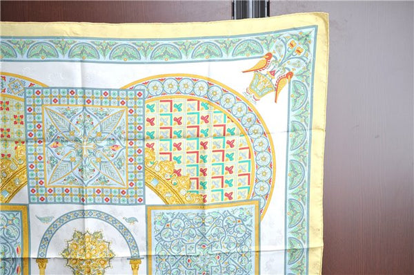 Authentic HERMES Carre 90 Scarf "Ciels Byzantins" Silk Yellow Blue Box J8800