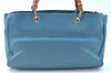 Authentic GUCCI Bamboo 2way Hand Shoulder Bag Purse Leather 323660 Blue J8808