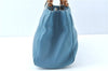 Authentic GUCCI Bamboo 2way Hand Shoulder Bag Purse Leather 323660 Blue J8808