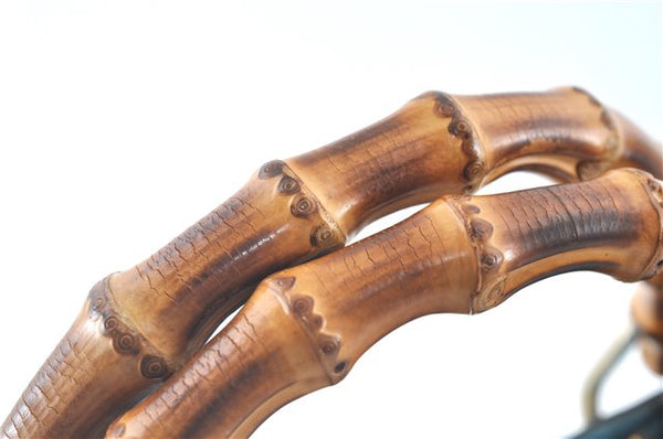 Authentic GUCCI Bamboo 2way Hand Shoulder Bag Purse Leather 323660 Blue J8808