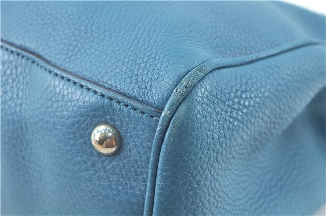 Authentic GUCCI Bamboo 2way Hand Shoulder Bag Purse Leather 323660 Blue J8808