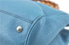 Authentic GUCCI Bamboo 2way Hand Shoulder Bag Purse Leather 323660 Blue J8808