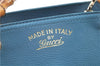 Authentic GUCCI Bamboo 2way Hand Shoulder Bag Purse Leather 323660 Blue J8808