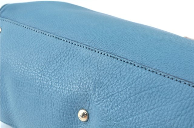 Authentic GUCCI Bamboo 2way Hand Shoulder Bag Purse Leather 323660 Blue J8808