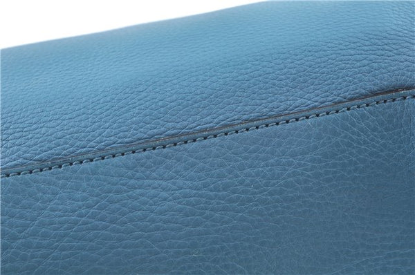 Authentic GUCCI Bamboo 2way Hand Shoulder Bag Purse Leather 323660 Blue J8808