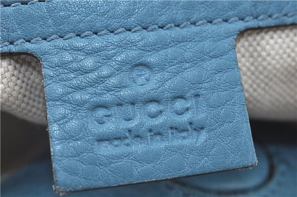 Authentic GUCCI Bamboo 2way Hand Shoulder Bag Purse Leather 323660 Blue J8808