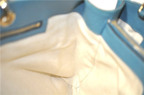 Authentic GUCCI Bamboo 2way Hand Shoulder Bag Purse Leather 323660 Blue J8808