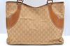 Authentic GUCCI Shoulder Tote Bag Purse GG Canvas Leather 113016 Beige J8833