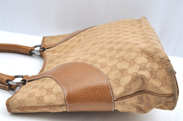 Authentic GUCCI Shoulder Tote Bag Purse GG Canvas Leather 113016 Beige J8833