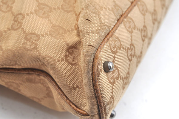 Authentic GUCCI Shoulder Tote Bag Purse GG Canvas Leather 113016 Beige J8833