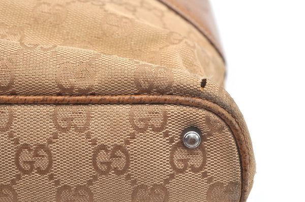 Authentic GUCCI Shoulder Tote Bag Purse GG Canvas Leather 113016 Beige J8833