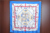 Authentic HERMES Carre 90 Scarf "LES BECANES" Silk Blue J8846