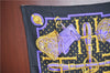 Authentic HERMES Carre 90 Scarf "SELLES A HOUSSE" Silk Black Purple J8847