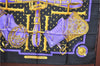 Authentic HERMES Carre 90 Scarf "SELLES A HOUSSE" Silk Black Purple Gold J8848