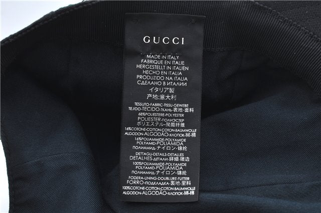 Authentic GUCCI Web Sherry Line Cap GG Canvas Leather Size XL 200035 Black J8856