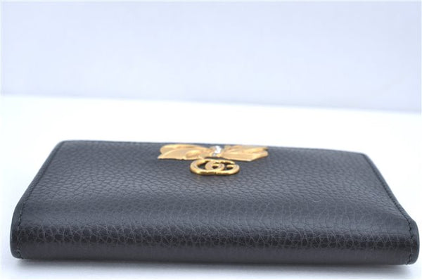 Authentic GUCCI GG Marmont Double G Bifold Wallet Leather 524300 Black J8858