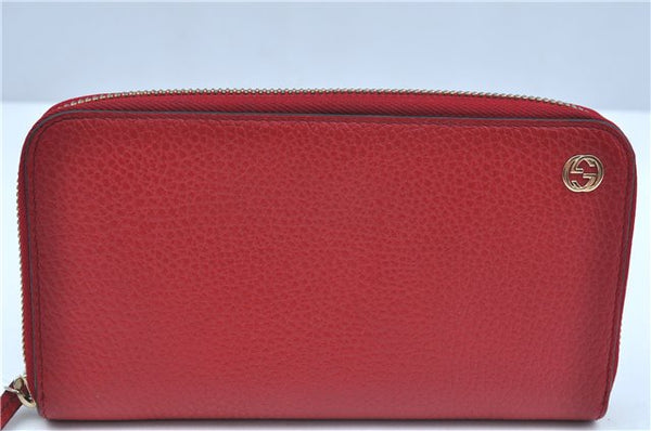 Authentic GUCCI Interlocking G Long Wallet Purse Leather 449347 Red J8860