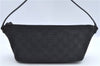 Authentic GUCCI Hand Bag Pouch Purse GG Canvas Leather 07198 Black J8878