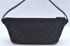 Authentic GUCCI Hand Bag Pouch Purse GG Canvas Leather 07198 Black J8878