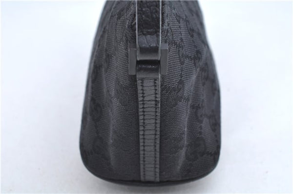 Authentic GUCCI Hand Bag Pouch Purse GG Canvas Leather 07198 Black J8878
