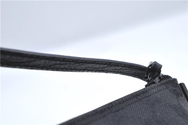 Authentic GUCCI Hand Bag Pouch Purse GG Canvas Leather 07198 Black J8878