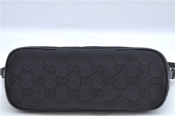 Authentic GUCCI Hand Bag Pouch Purse GG Canvas Leather 07198 Black J8878