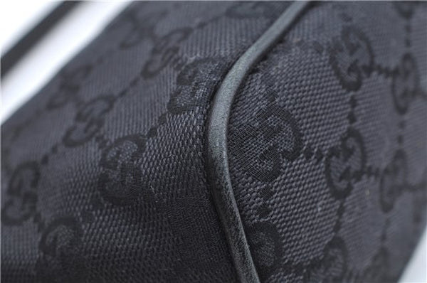 Authentic GUCCI Hand Bag Pouch Purse GG Canvas Leather 07198 Black J8878