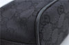 Authentic GUCCI Hand Bag Pouch Purse GG Canvas Leather 07198 Black J8878