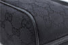 Authentic GUCCI Hand Bag Pouch Purse GG Canvas Leather 07198 Black J8878