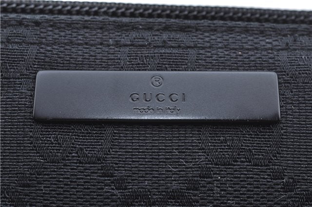 Authentic GUCCI Hand Bag Pouch Purse GG Canvas Leather 07198 Black J8878