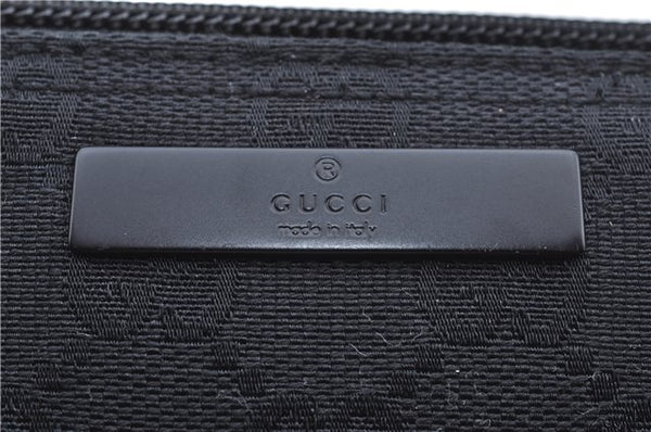 Authentic GUCCI Hand Bag Pouch Purse GG Canvas Leather 07198 Black J8878