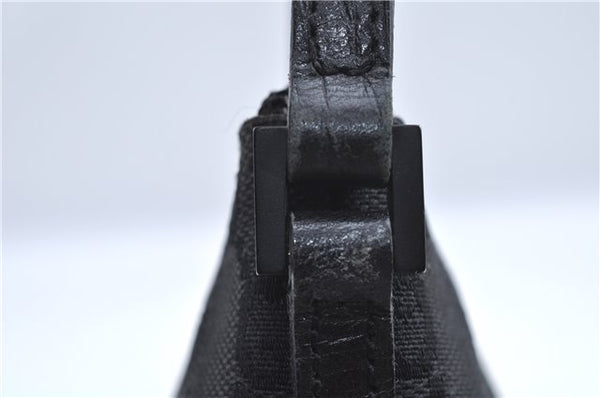 Authentic GUCCI Hand Bag Pouch Purse GG Canvas Leather 07198 Black J8878