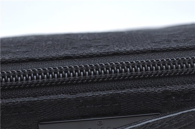 Authentic GUCCI Hand Bag Pouch Purse GG Canvas Leather 07198 Black J8878