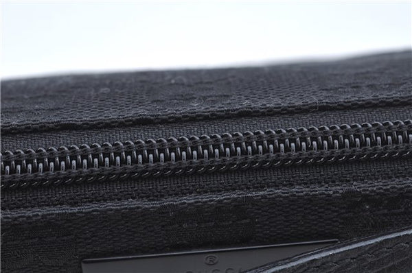 Authentic GUCCI Hand Bag Pouch Purse GG Canvas Leather 07198 Black J8878