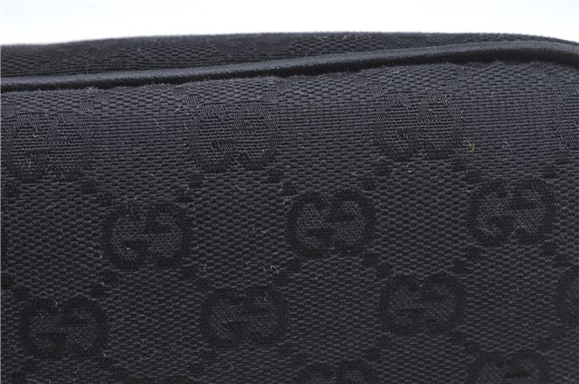 Authentic GUCCI Hand Bag Pouch Purse GG Canvas Leather 07198 Black J8878