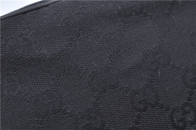 Authentic GUCCI Hand Bag Pouch Purse GG Canvas Leather 07198 Black J8878