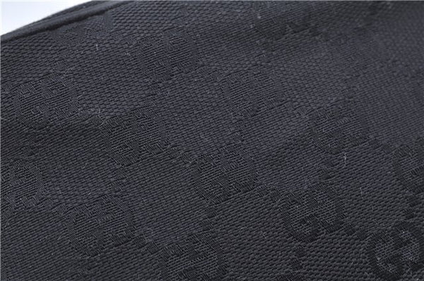 Authentic GUCCI Hand Bag Pouch Purse GG Canvas Leather 07198 Black J8878