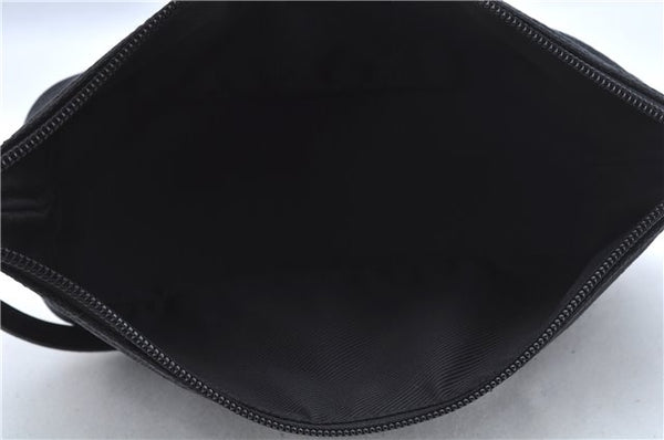 Authentic GUCCI Hand Bag Pouch Purse GG Canvas Leather 07198 Black J8878