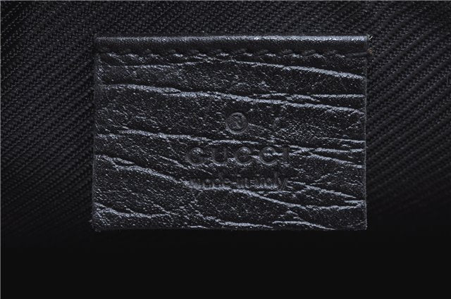 Authentic GUCCI Hand Bag Pouch Purse GG Canvas Leather 07198 Black J8878