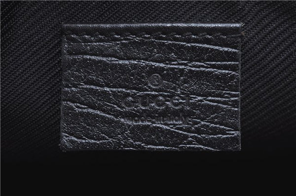 Authentic GUCCI Hand Bag Pouch Purse GG Canvas Leather 07198 Black J8878