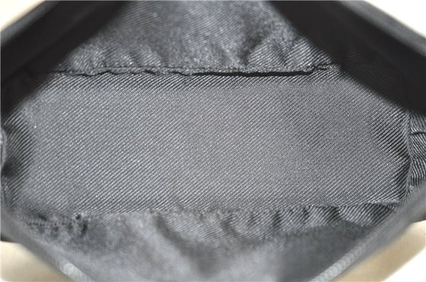 Authentic GUCCI Hand Bag Pouch Purse GG Canvas Leather 07198 Black J8878