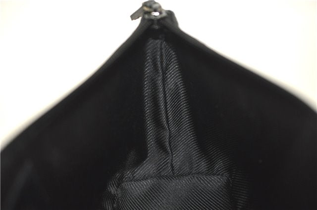 Authentic GUCCI Hand Bag Pouch Purse GG Canvas Leather 07198 Black J8878