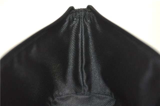 Authentic GUCCI Hand Bag Pouch Purse GG Canvas Leather 07198 Black J8878