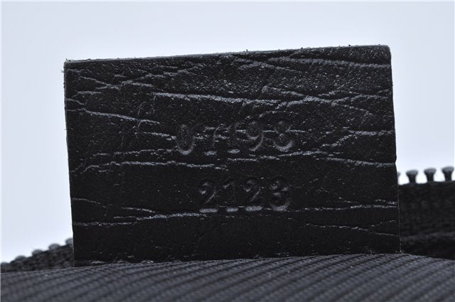 Authentic GUCCI Hand Bag Pouch Purse GG Canvas Leather 07198 Black J8878