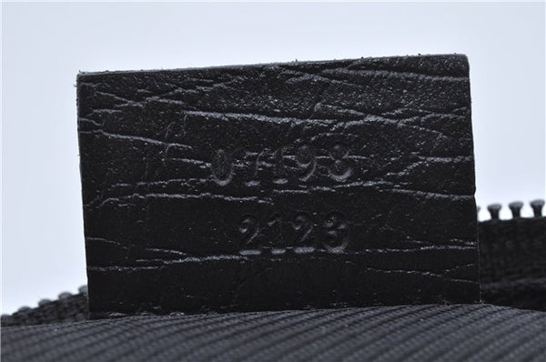 Authentic GUCCI Hand Bag Pouch Purse GG Canvas Leather 07198 Black J8878
