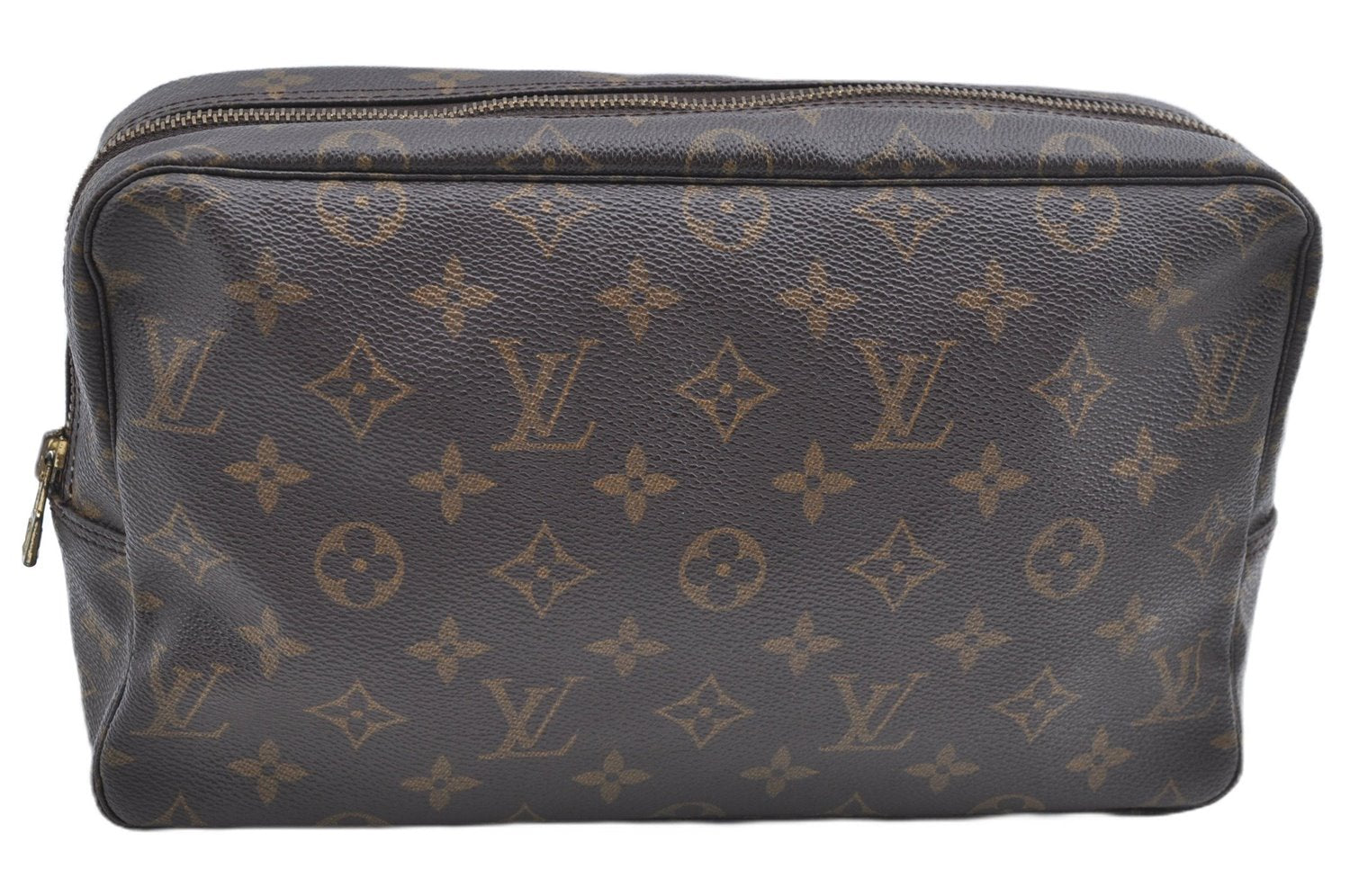 Auth Louis Vuitton Monogram Trousse Toilette 28 Clutch Hand Bag M47522 LV J8895