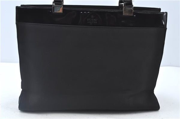 Authentic GUCCI Shoulder Tote Bag Nylon Enamel 0021039 Black J8912