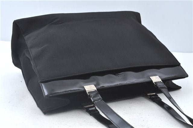 Authentic GUCCI Shoulder Tote Bag Nylon Enamel 0021039 Black J8912